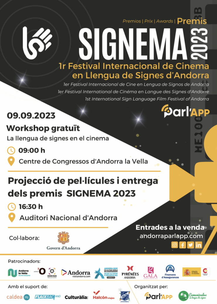 Cartell del primer Festival Internacional de Cinema en Llengua de Signes d'Andorra